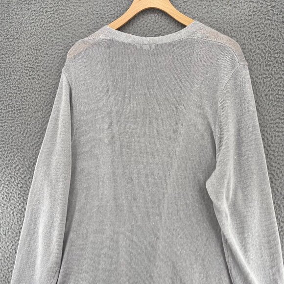 J Jill Sweater Womens L Gray Linen Blend Long Cardigan Loose Knit Pockets Casual - Picture 4 of 10